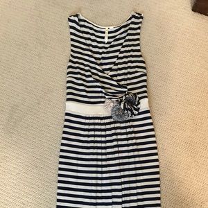 Anthropologie Navy & Cream Dress